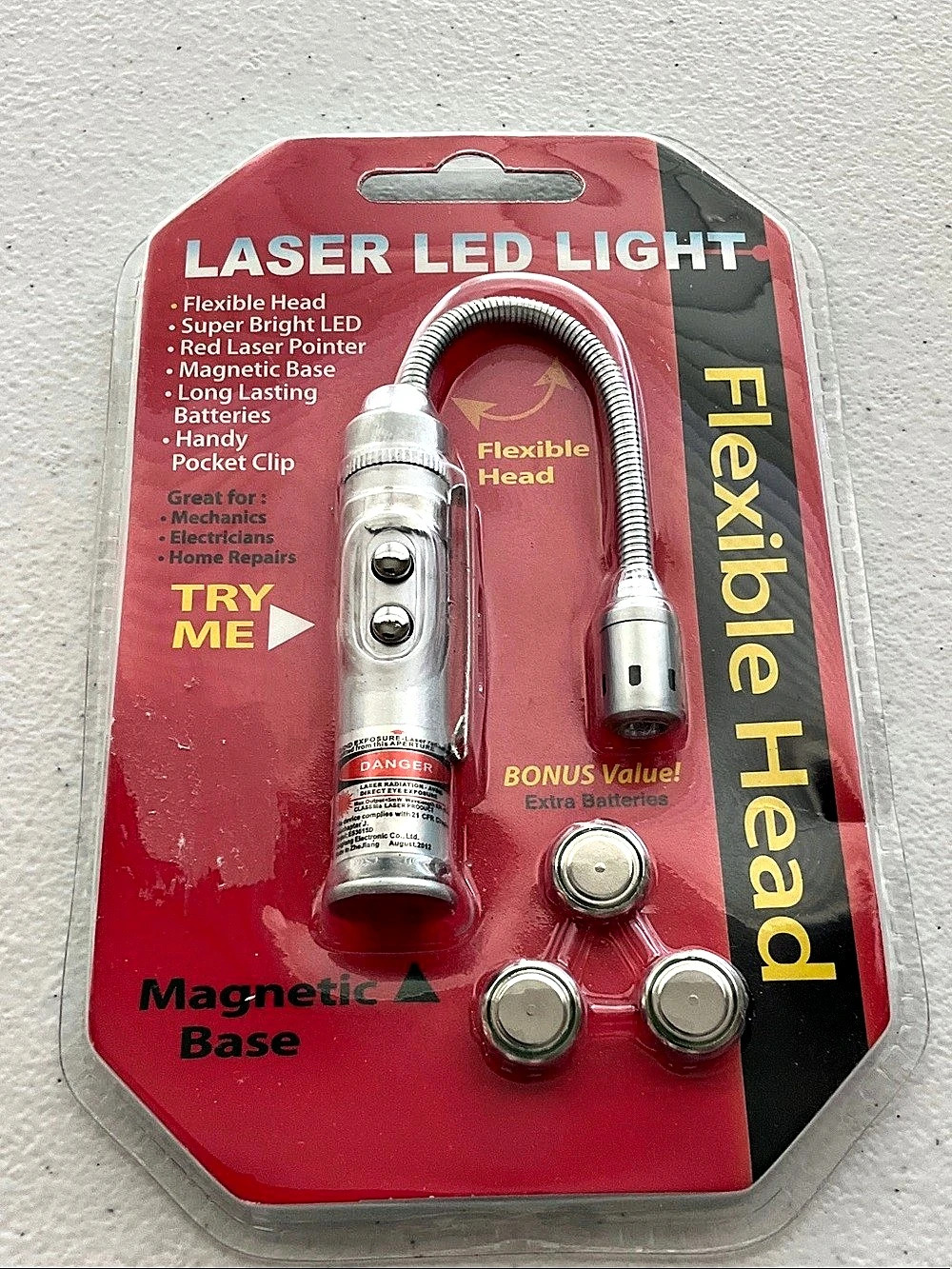 🌺$3.00 must bundle 🌺Flexible Laser LED Light with Magnetic Base Red & Silver NWT